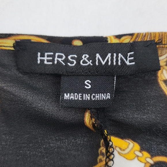 Hers & Mine Long Sleeve Wrap Crop Top Size Small Multicolor Print - Picture 3 of 7